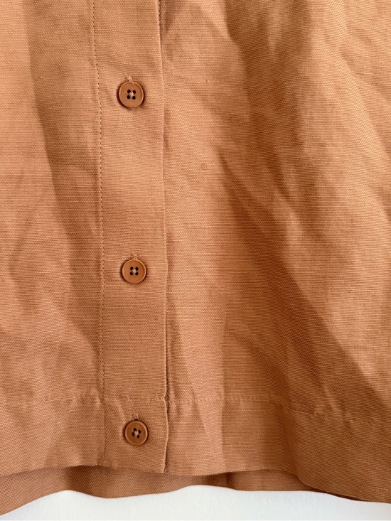 Aritzia Wilfred Proposal Linen Lyocell Cropped Button-Up Blouse | Tan | Size M